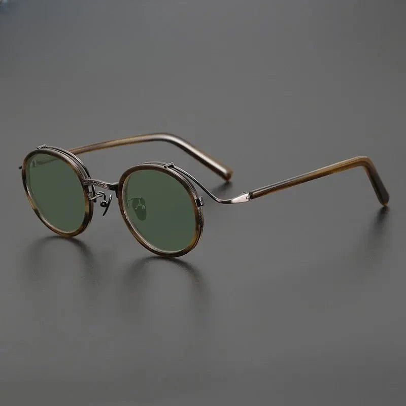 Unisex Round Full Rim Titanium Prescription Glasses Mo12 — view 21 | Rx Spectacle