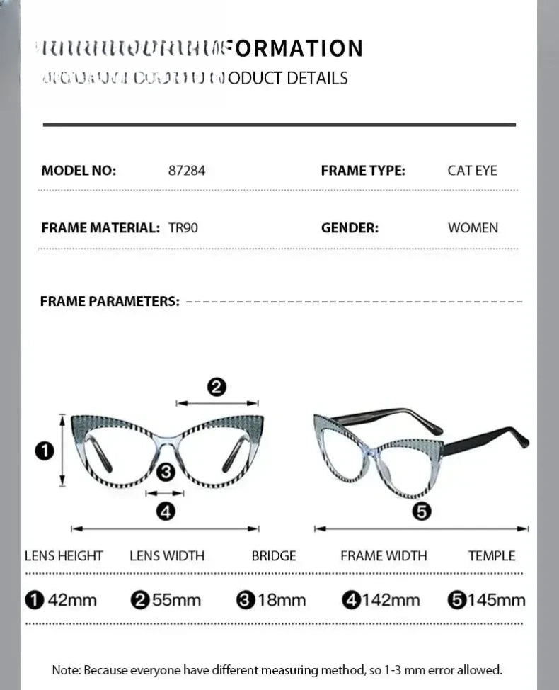 Women's Cat Eye Full Rim Titanium Prescription Glasses 87274 — view 2 | Rx Spectacle