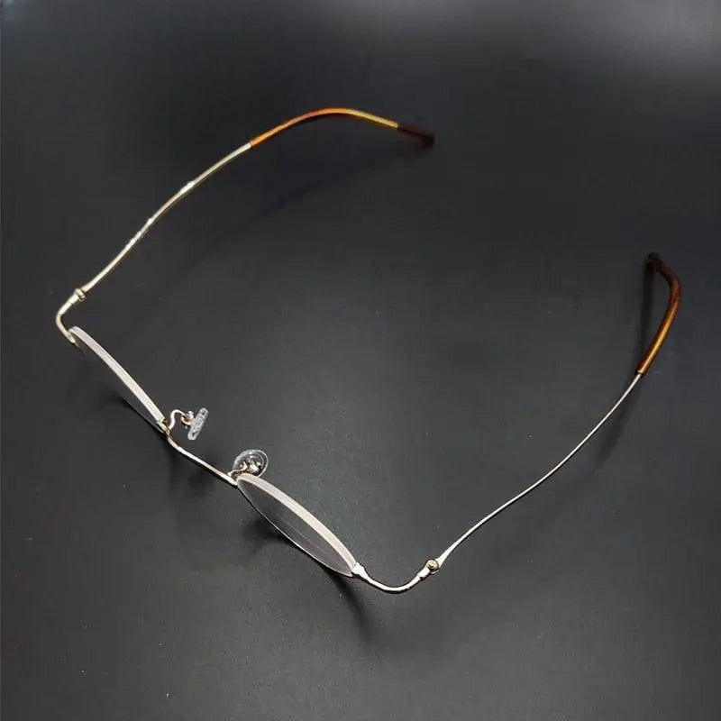Unisex Round Semi-Rimless Alloy Reading Glasses — view 7 | Rx Spectacle