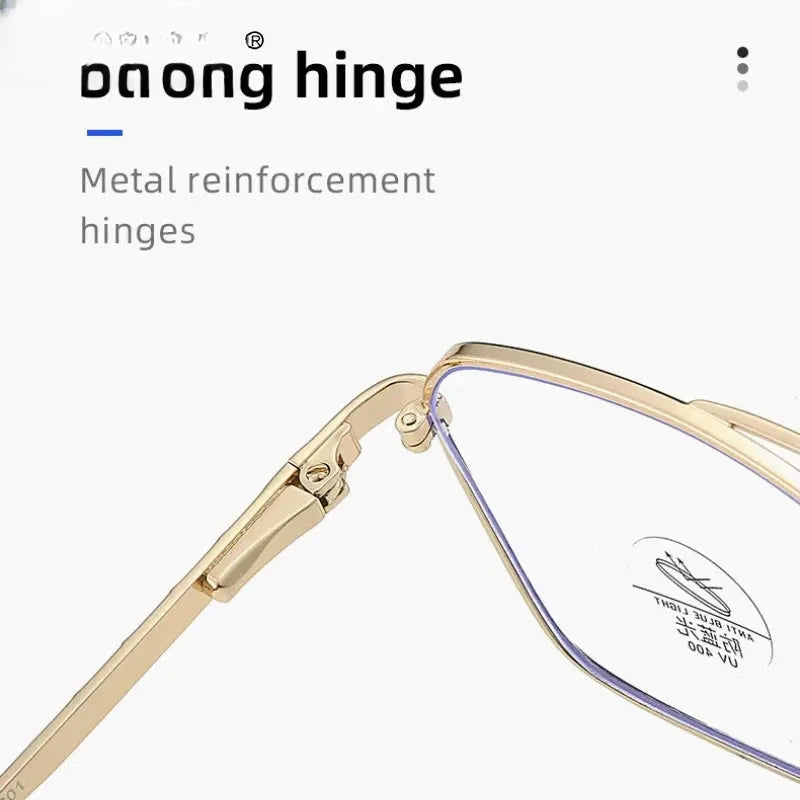Unisex Square Full Rim Alloy Double Bridge Reading Glasses 6908 — view 4 | Rx Spectacle
