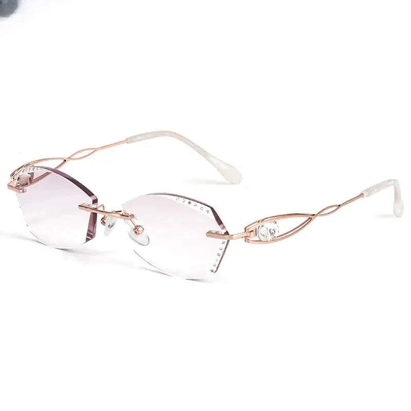Women's Oval Rimless Titanium Prescription Glasses 888022 — view 4 | Rx Spectacle
