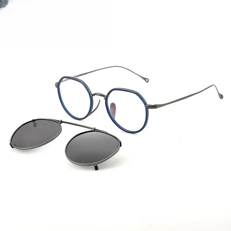 Women's Round Full Rim Titanium Clip-On Prescription Glasses 97310 — view 5 | Rx Spectacle