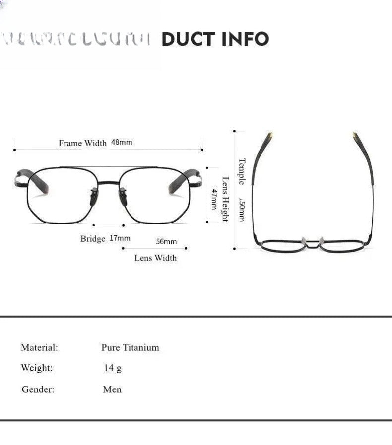 Men's Polygon Full Rim Titanium Double Bridge Prescription Glasses 07518 — view 7 | Rx Spectacle