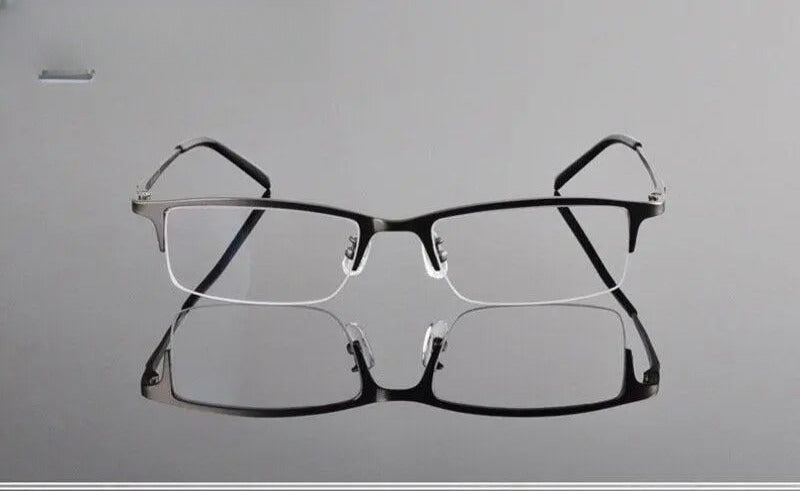 Men's Rectangular Semi-Rimless Titanium Prescription Glasses T8906s — view 4 | Rx Spectacle