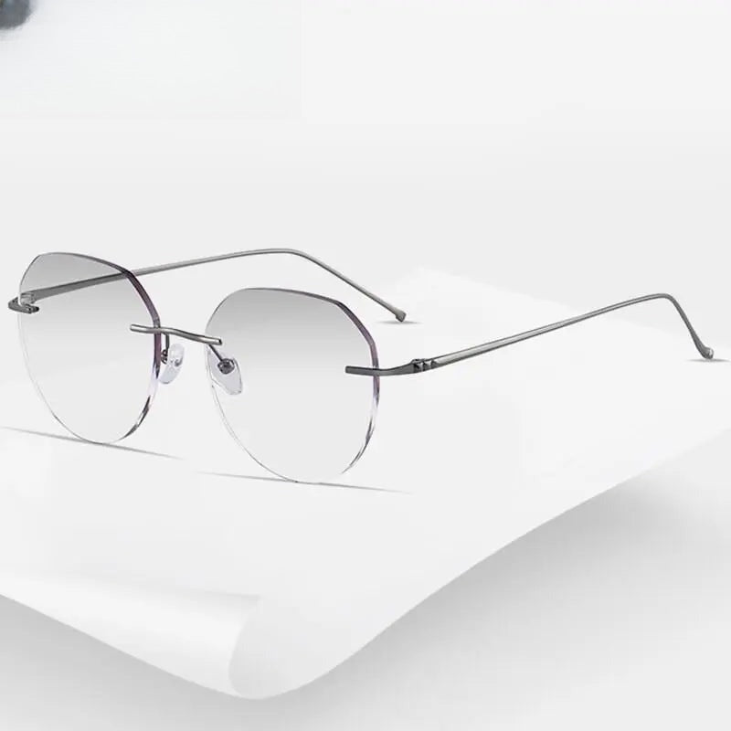 Unisex Oval Rimless Titanium Prescription Glasses 3306-7090 — view 5 | Rx Spectacle
