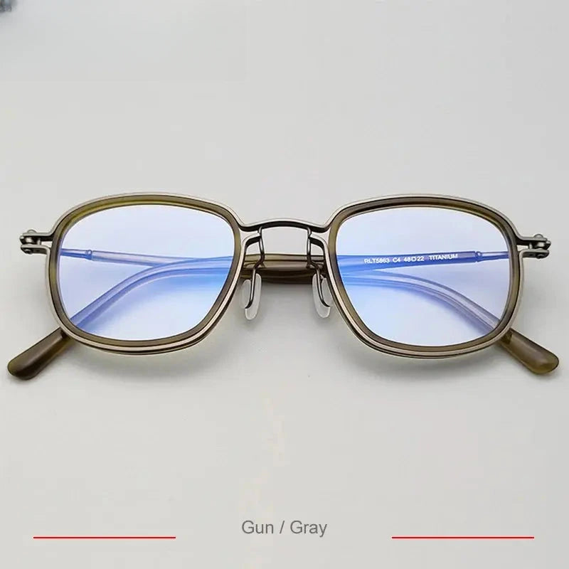 Men's Square Full Rim Titanium Prescription Glasses 35863 — view 3 | Rx Spectacle