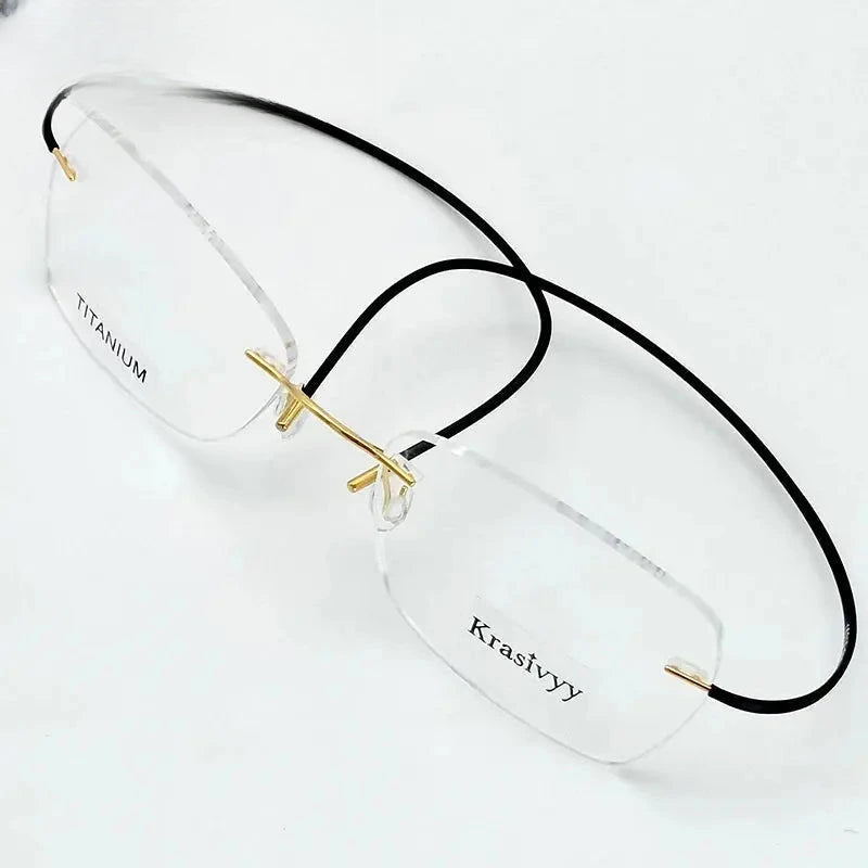 Unisex Oval Rimless Titanium Prescription Glasses 1615 — view 1 | Rx Spectacle