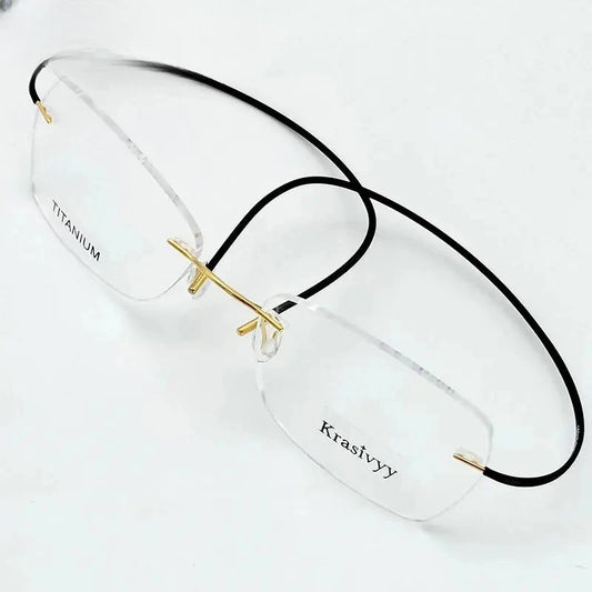 Unisex Oval Rimless Titanium Prescription Glasses 1615 — view 1 | Rx Spectacle