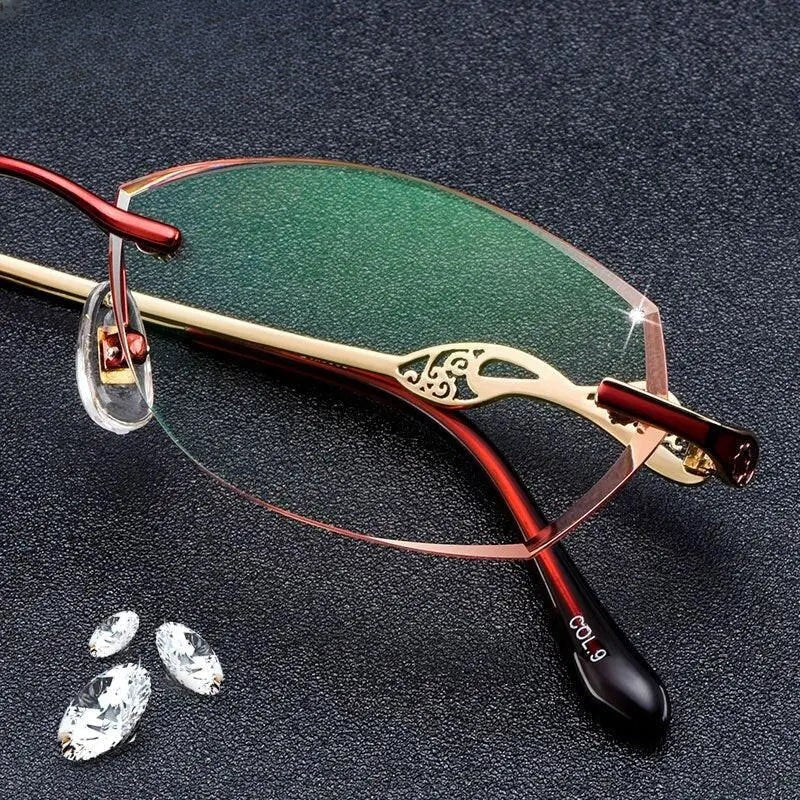 Women's Oval Rimless Titanium Prescription Glasses 5023 — view 2 | Rx Spectacle