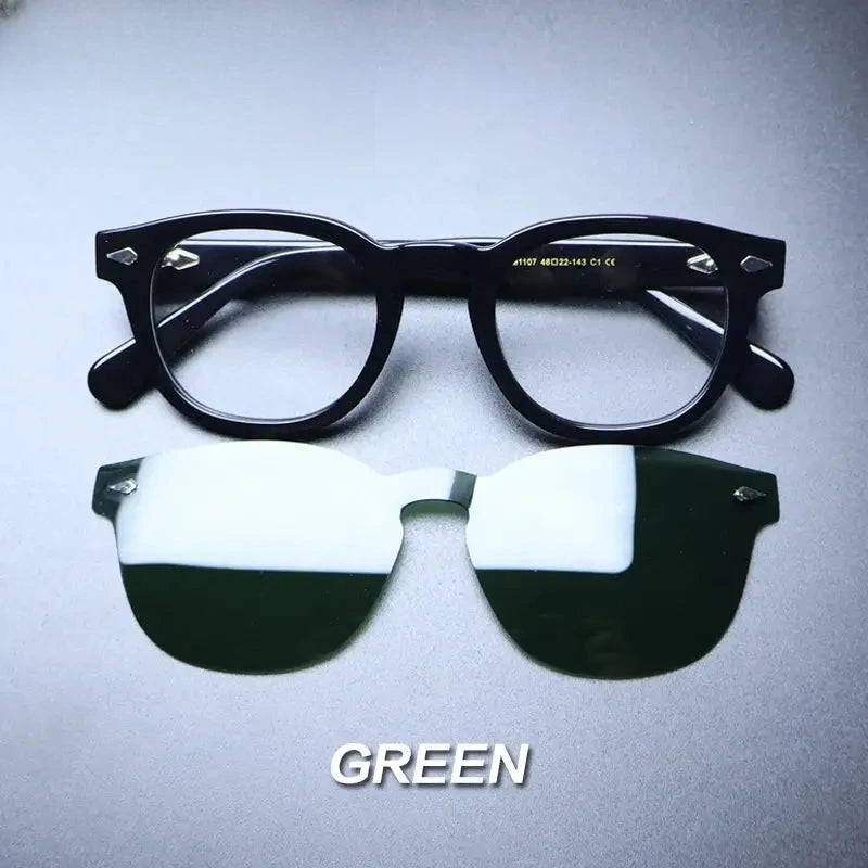 Unisex Round Full Rim Acetate Clip-On Prescription Glasses 1237 — view 9 | Rx Spectacle