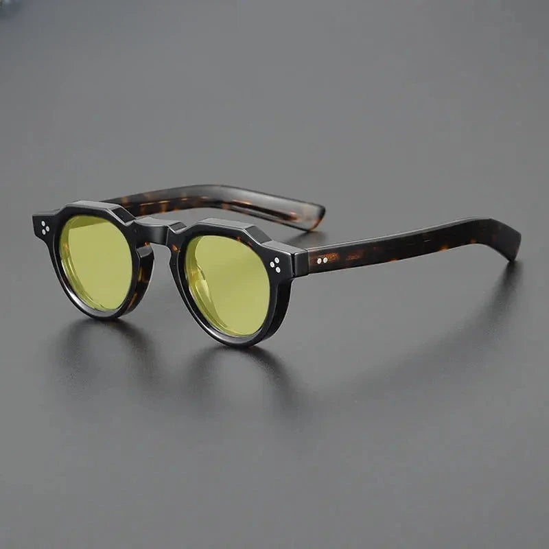 Unisex Round Full Rim Acetate Flat Top Prescription Glasses M002 — view 19 | Rx Spectacle