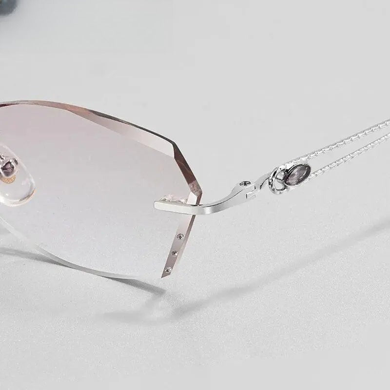 Women's Square Rimless Titanium Prescription Glasses 2313 — view 2 | Rx Spectacle
