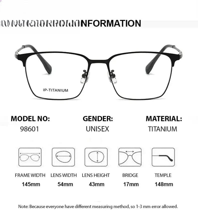 Unisex Square Full Rim Titanium Prescription Glasses 798601 — view 2 | Rx Spectacle