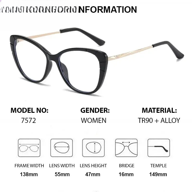 Women's Cat Eye Full Rim TR90 Prescription Glasses 75721 — view 2 | Rx Spectacle
