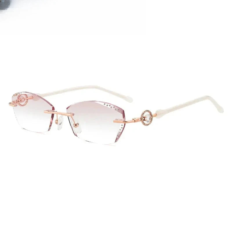 Women's Oval Rimless Titanium Prescription Glasses 90375 — view 3 | Rx Spectacle