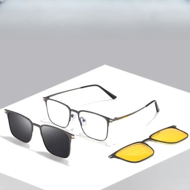 Unisex Square Full Rim Alloy Clip-On Prescription Glasses 7012 — view 1 | Rx Spectacle