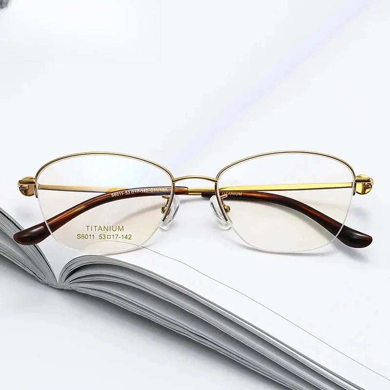 Women's Oval Semi-Rimless Titanium Prescription Glasses 196011 — view 1 | Rx Spectacle