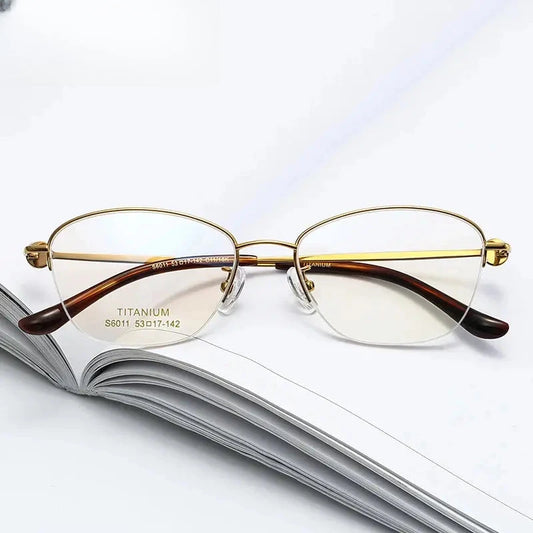 Women's Oval Semi-Rimless Titanium Prescription Glasses 196011 — view 1 | Rx Spectacle