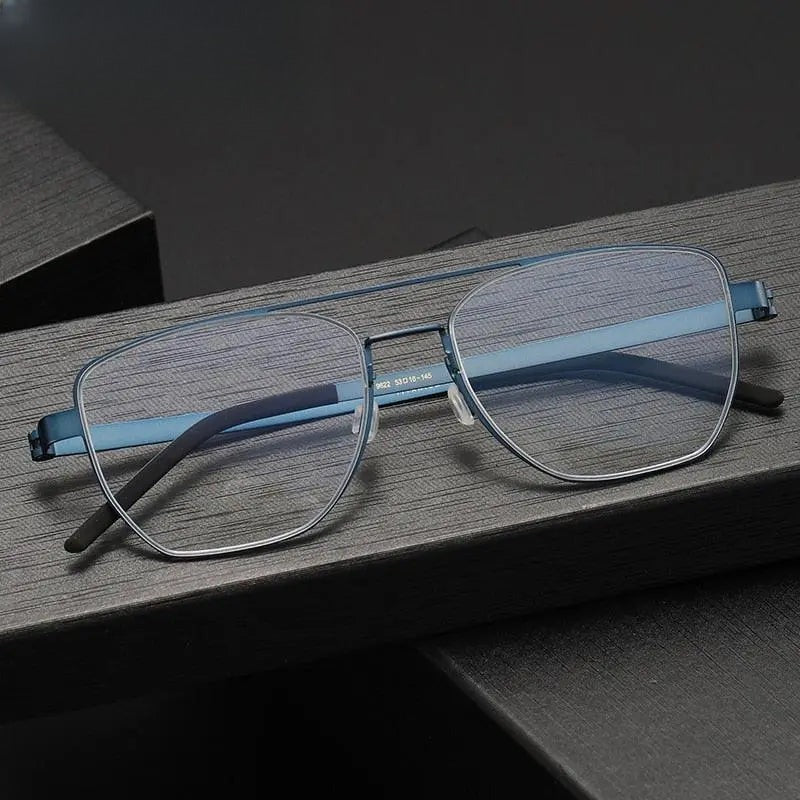 Unisex Square Full Rim Titanium Double Bridge Prescription Glasses 9622 — view 1 | Rx Spectacle