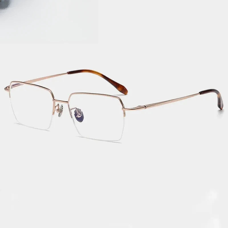 Unisex Polygon Semi-Rimless Titanium Oversized Prescription Glasses 726889 — view 4 | Rx Spectacle