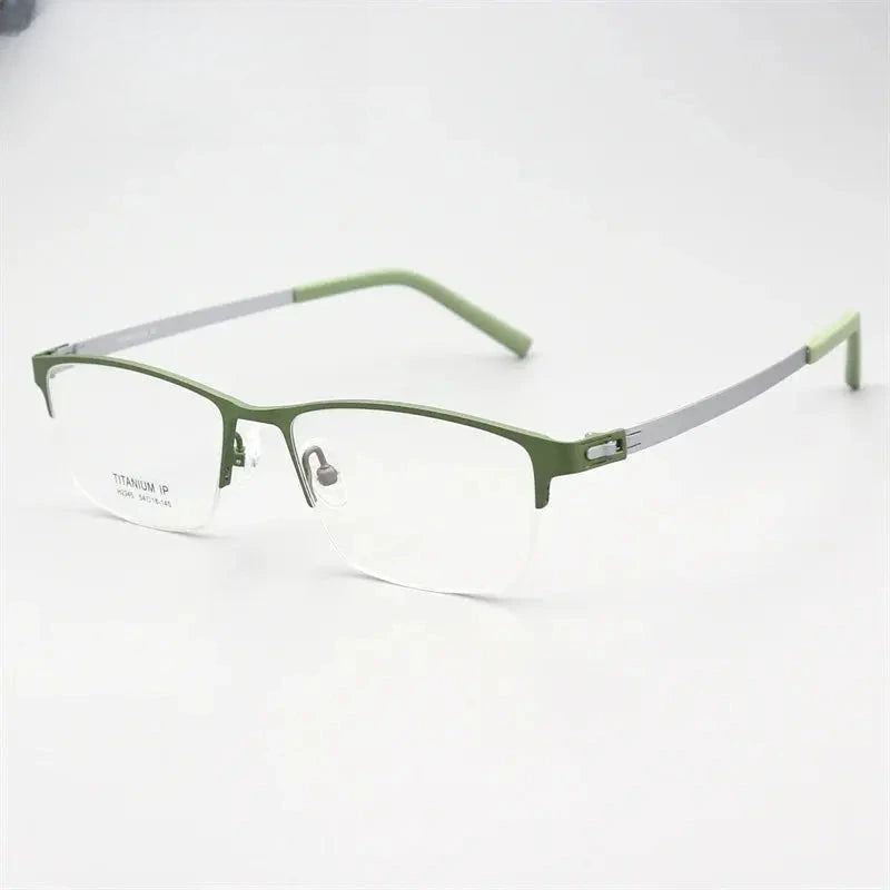 Unisex Square Semi-Rimless Titanium Screwless Prescription Glasses 23459 — view 7 | Rx Spectacle