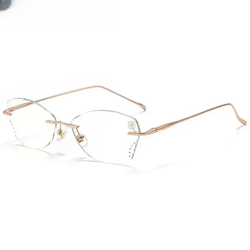 Women's Butterfly Rimless Titanium Prescription Glasses 318959 — view 4 | Rx Spectacle