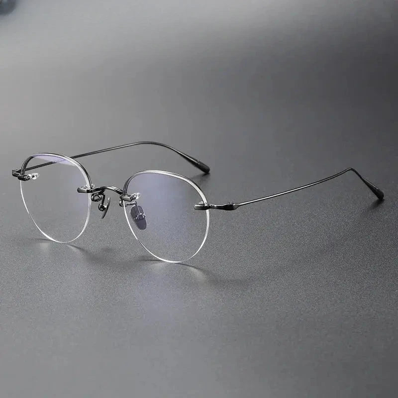 Women's Oval Semi-Rimless Titanium Prescription Glasses 61141 — view 4 | Rx Spectacle