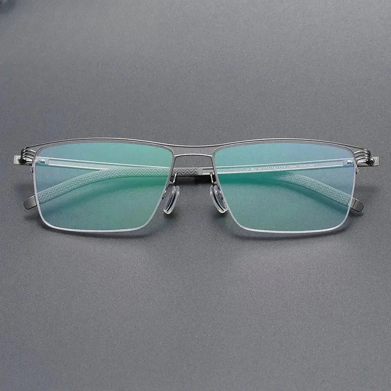 Men's Square Semi-Rimless Titanium Prescription Glasses 746267 — view 1 | Rx Spectacle