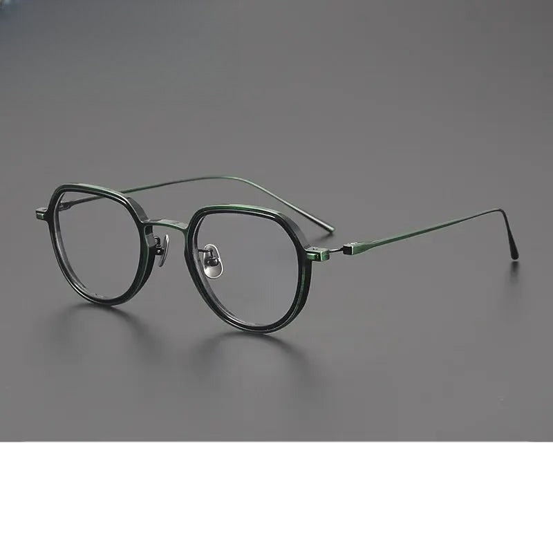 Men's Round Full Rim Titanium Flat Top Prescription Glasses 678316 — view 1 | Rx Spectacle