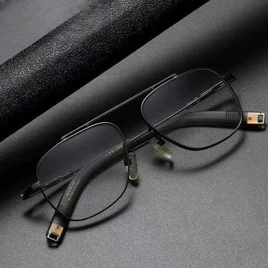 Men's Square Full Rim Titanium Oversized Prescription Glasses 105776 — view 1 | Rx Spectacle