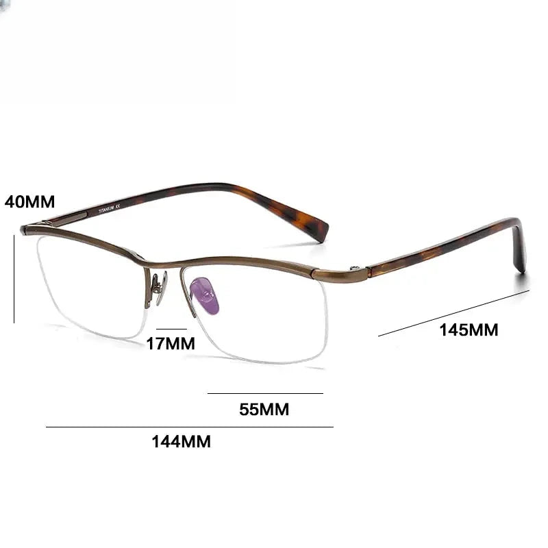 Men's Square Semi-Rimless Titanium Prescription Glasses 724876 — view 2 | Rx Spectacle