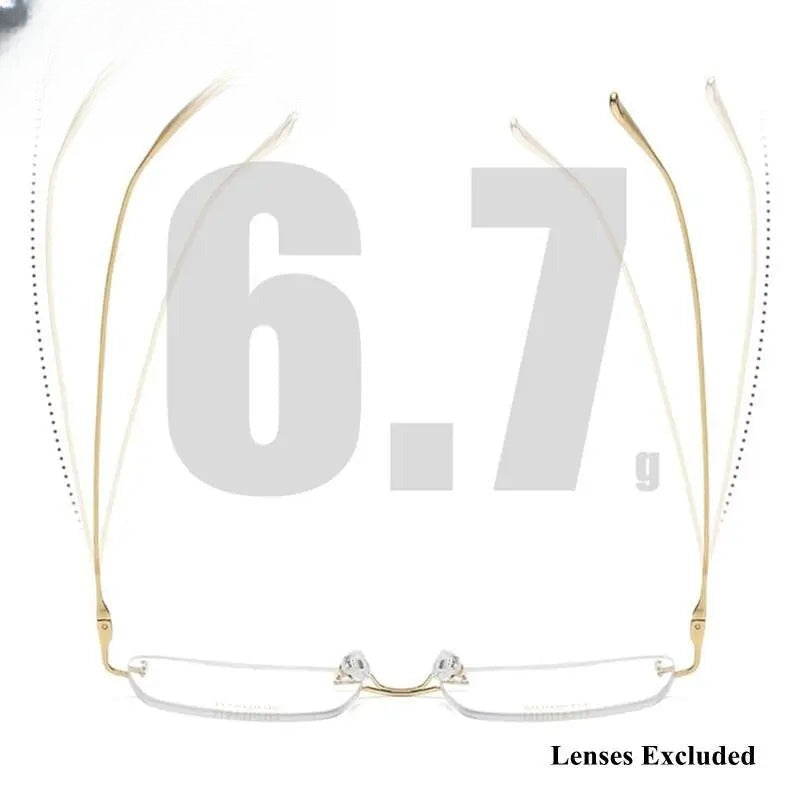 Unisex Square Rimless Titanium Prescription Glasses 5678 — view 5 | Rx Spectacle