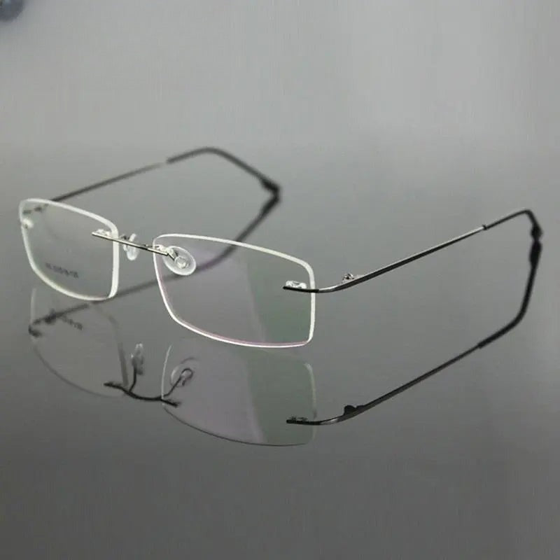 Men's Square Rimless Titanium Prescription Glasses L763 — view 1 | Rx Spectacle