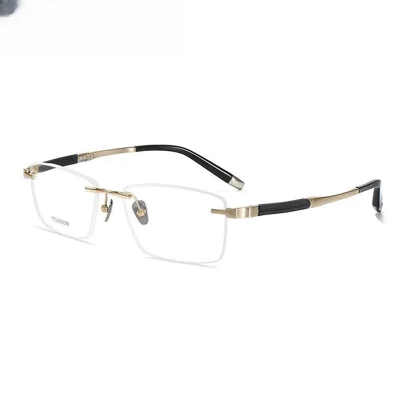 Men's Square Rimless Titanium Prescription Glasses 9058 — view 5 | Rx Spectacle