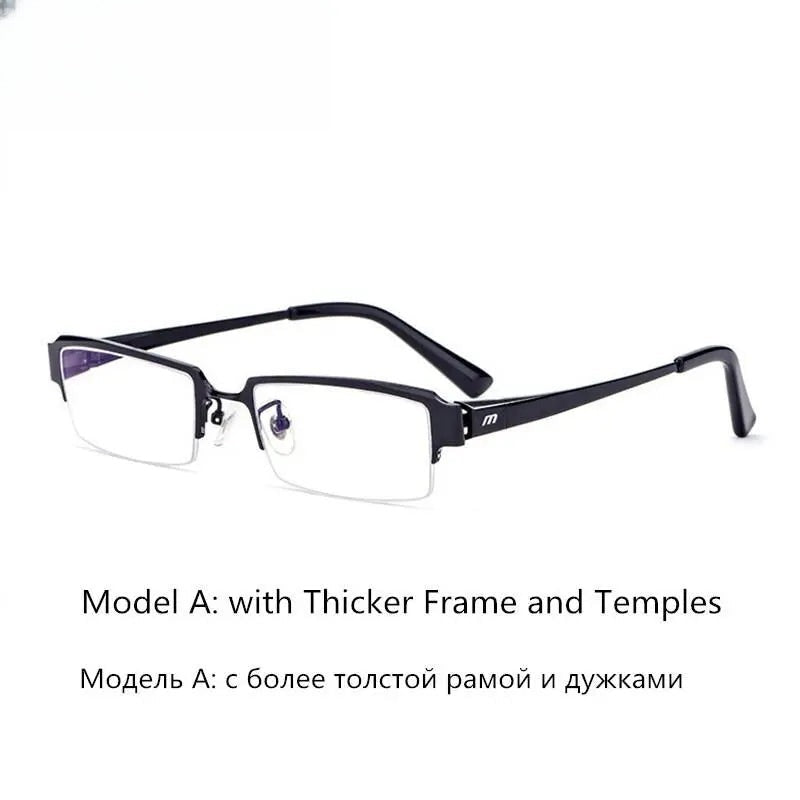 Men's Square Semi-Rimless Titanium Prescription Glasses 119 — view 3 | Rx Spectacle