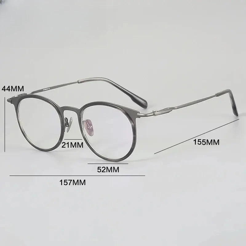 Men's Round Full Rim Titanium Oversized Prescription Glasses 660056 — view 2 | Rx Spectacle
