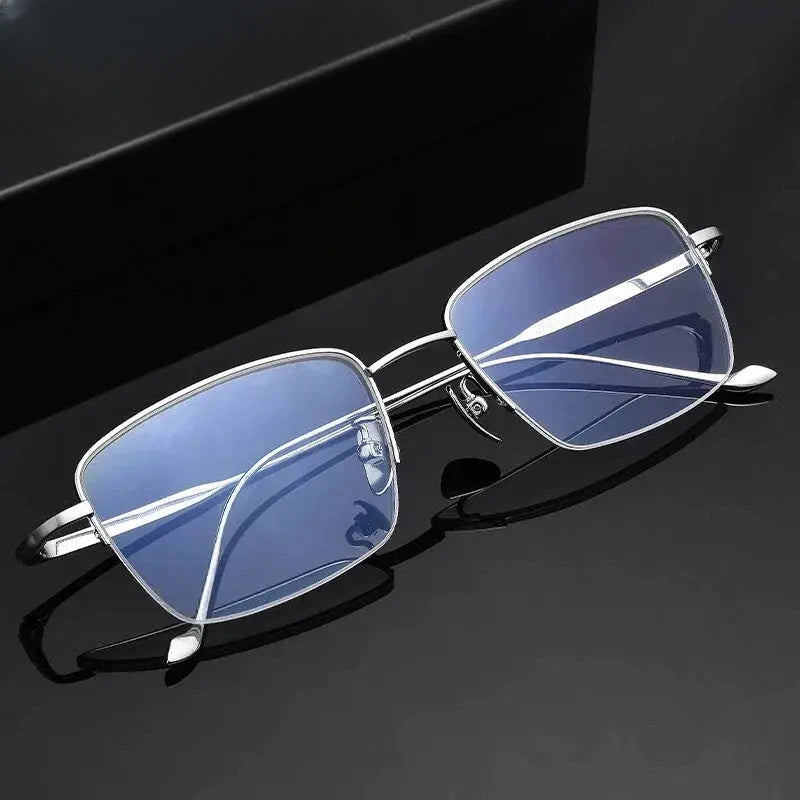Men's Polygon Semi-Rimless Titanium Prescription Glasses 220420 — view 1 | Rx Spectacle