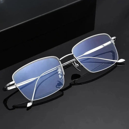 Men's Polygon Semi-Rimless Titanium Prescription Glasses 220420 — view 1 | Rx Spectacle