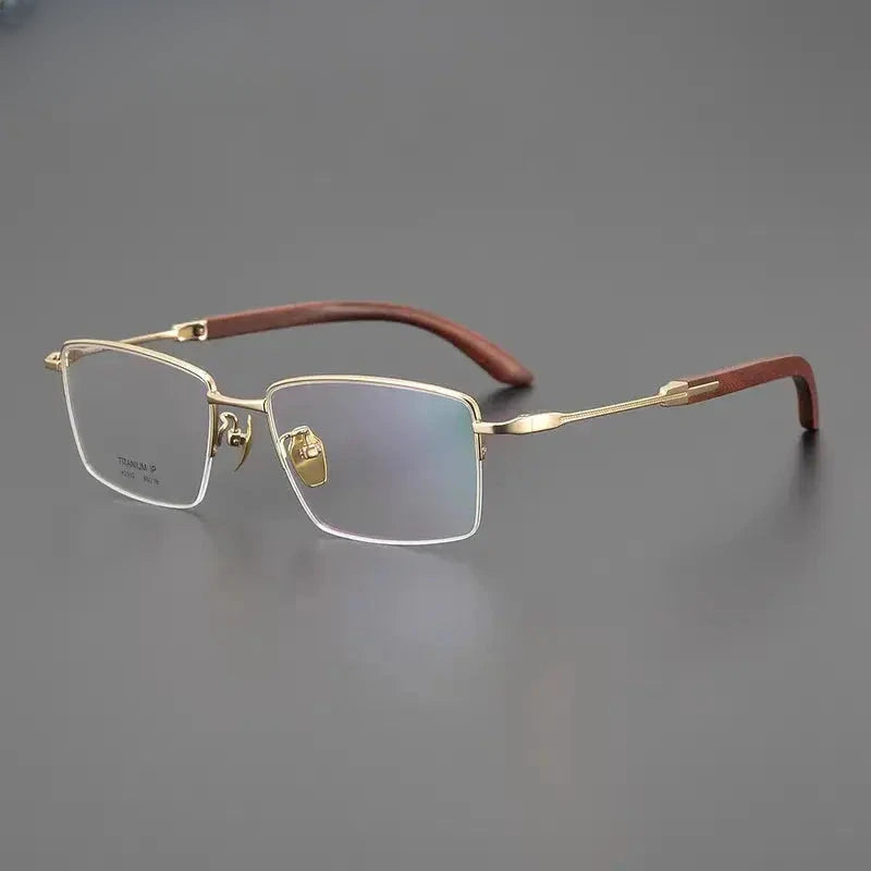 Unisex Square Semi-Rimless Titanium Prescription Glasses 312332 — view 4 | Rx Spectacle