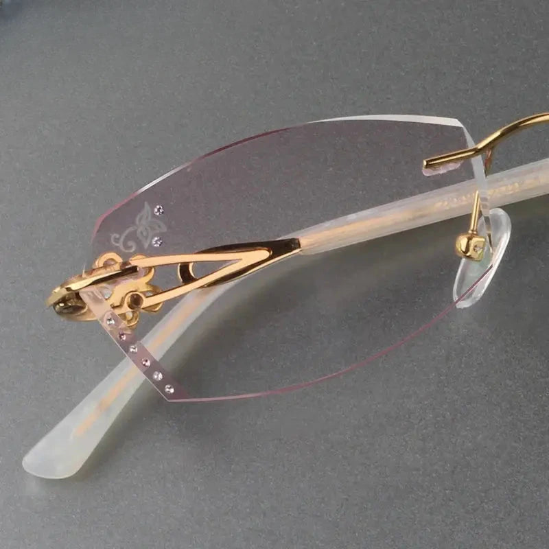 Women's Oval Rimless Titanium Prescription Glasses 28894 — view 2 | Rx Spectacle