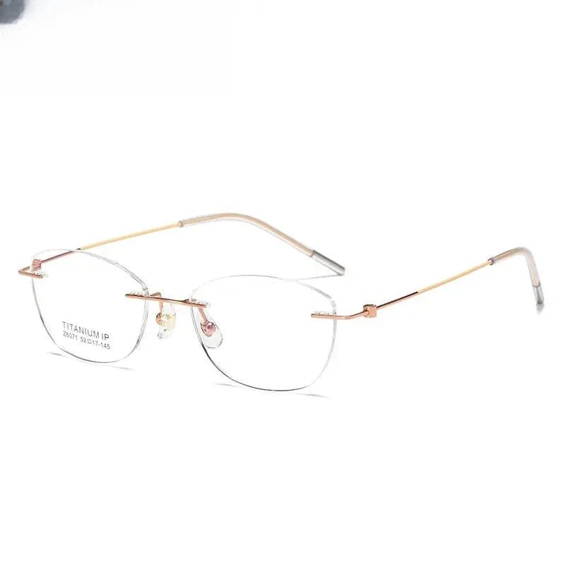 Women's Oval Rimless Titanium Reading Glasses 96071 — view 4 | Rx Spectacle