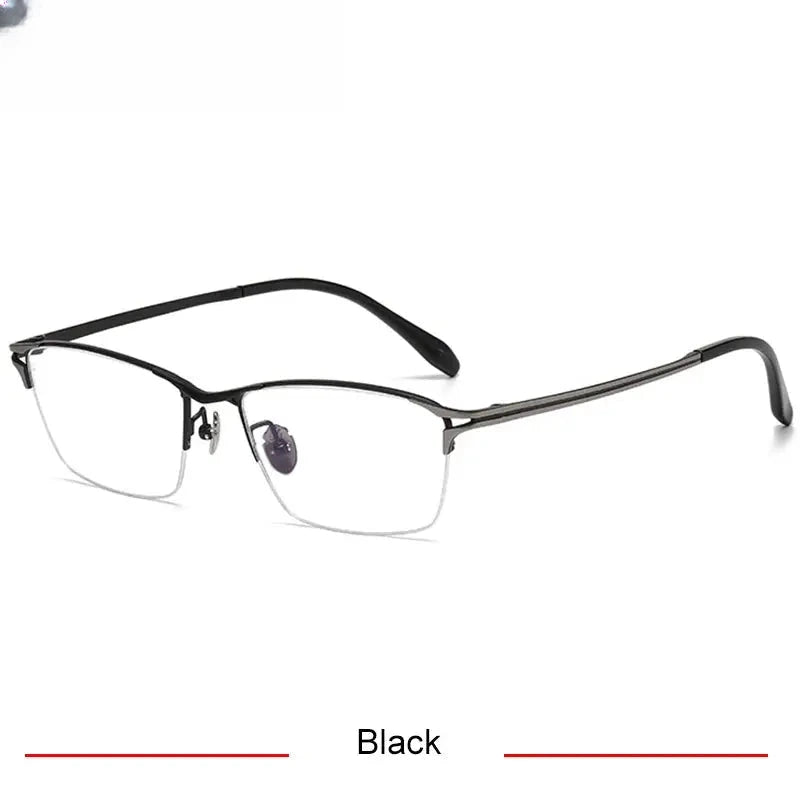 Men's Polygon Semi-Rimless Titanium Oversized Prescription Glasses 316886 — view 5 | Rx Spectacle
