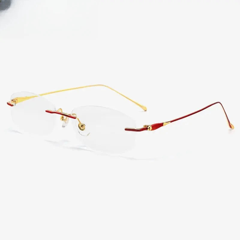 Women's Square Rimless Titanium Prescription Glasses 408145 — view 5 | Rx Spectacle