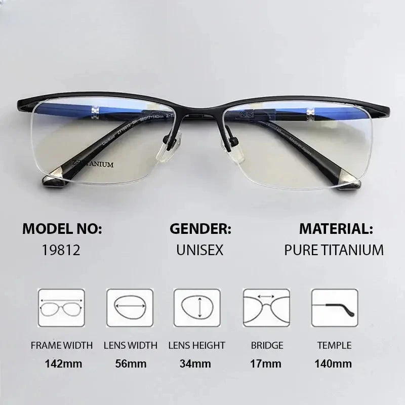 Unisex Browline Semi-Rimless Titanium Prescription Glasses 819812 — view 2 | Rx Spectacle