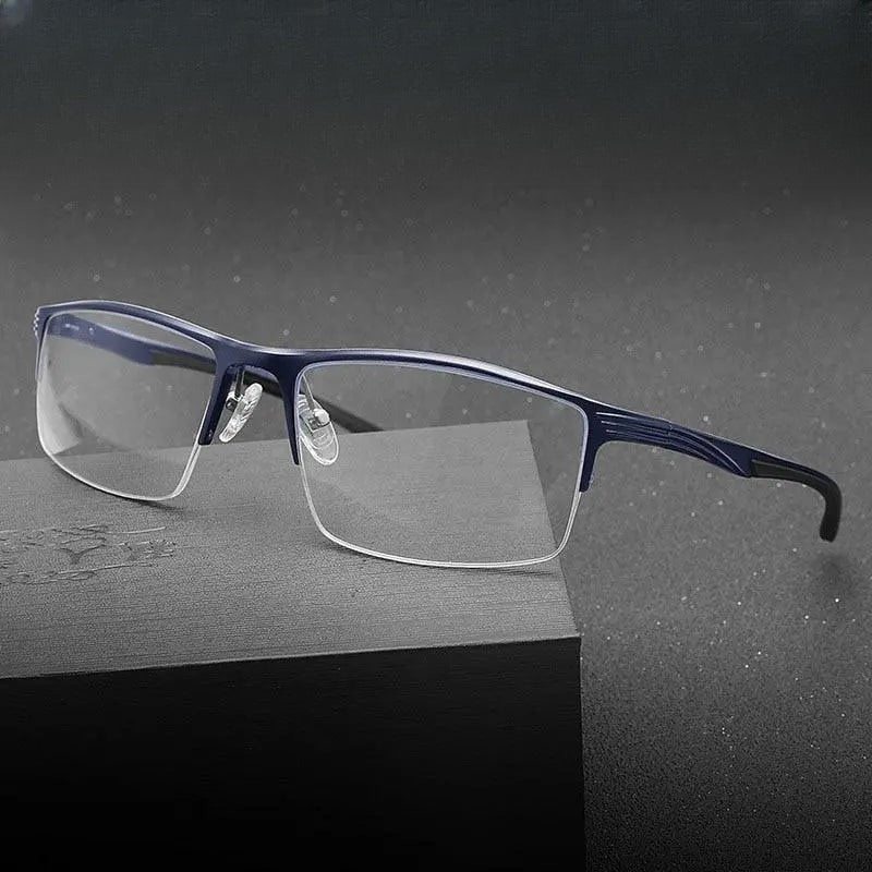 Men's Square Semi-Rimless Titanium Prescription Glasses 663 — view 1 | Rx Spectacle