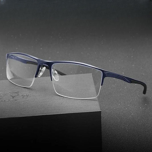Men's Square Semi-Rimless Titanium Prescription Glasses 663 — view 1 | Rx Spectacle