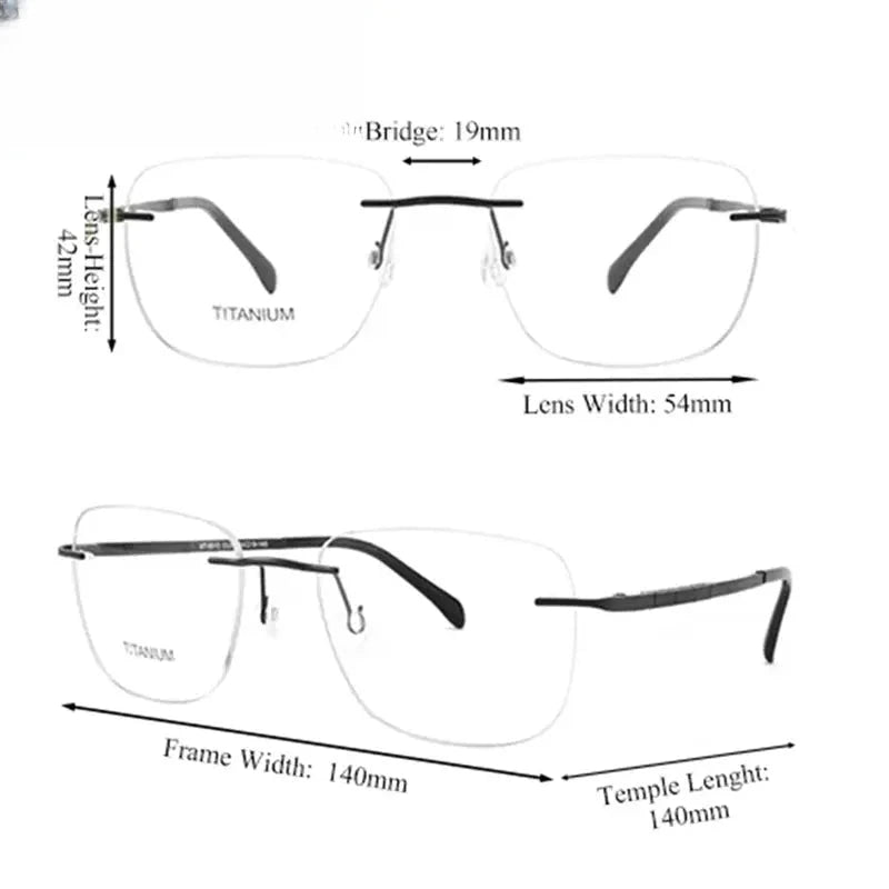 Unisex Polygon Rimless Titanium Flat Top Prescription Glasses 969013 — view 3 | Rx Spectacle
