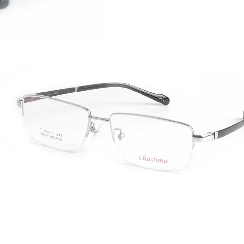 Square Semi-Rimless Titanium Oversized Prescription Glasses 8911 — view 8 | Rx Spectacle