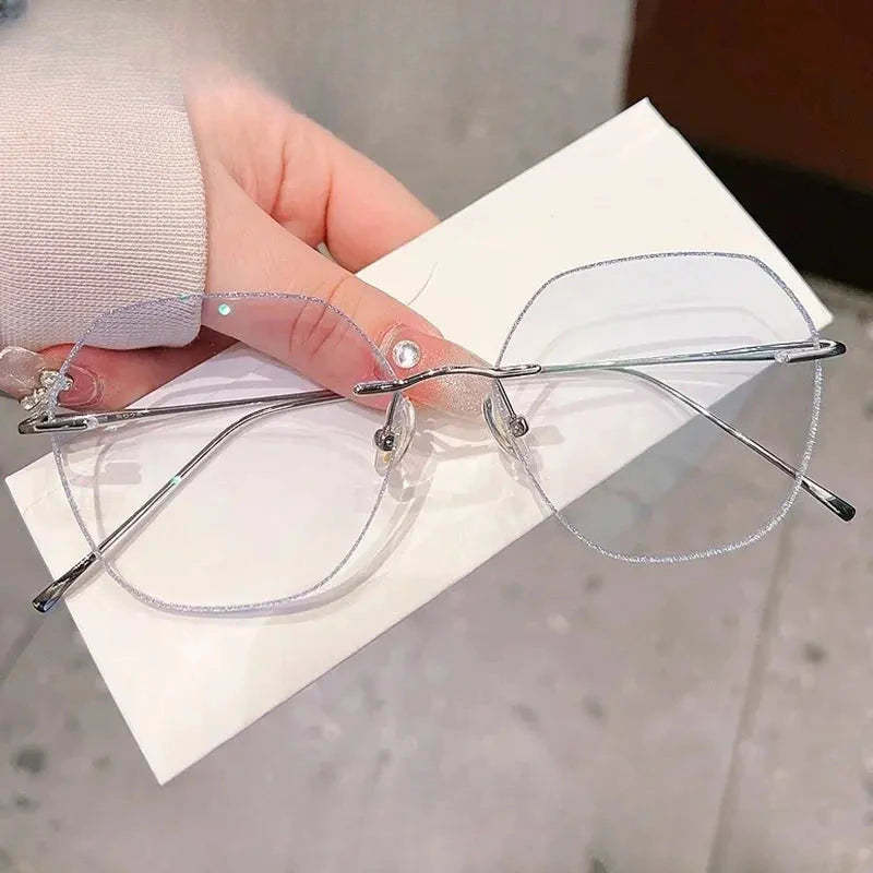 Women's Polygon Rimless Titanium Prescription Glasses 524369 — view 3 | Rx Spectacle