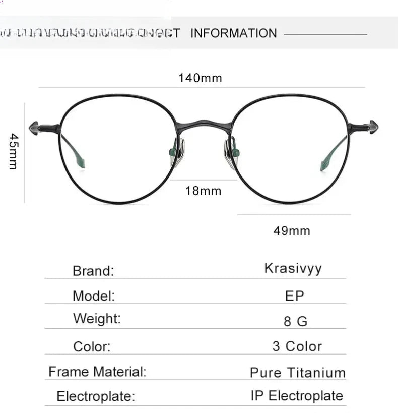 Women's Round Full Rim Titanium Prescription Glasses Ep4549 — view 8 | Rx Spectacle